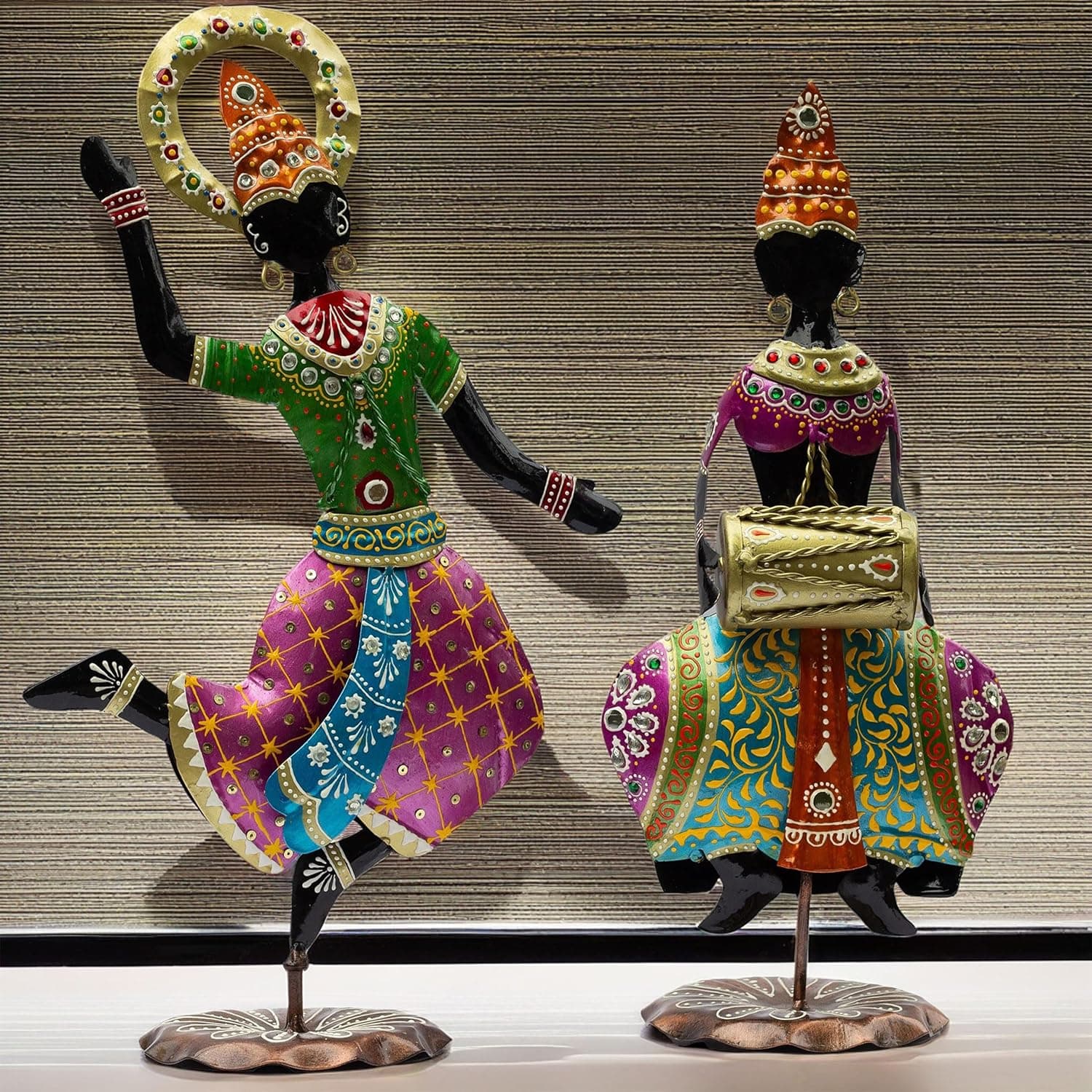 Exquisite Handcrafted Antique Dancer Figurines – Traditional Indian Folk Dance Showpieces for Elegant Home Decor and Cultural Gifts (Bharatnatyam)