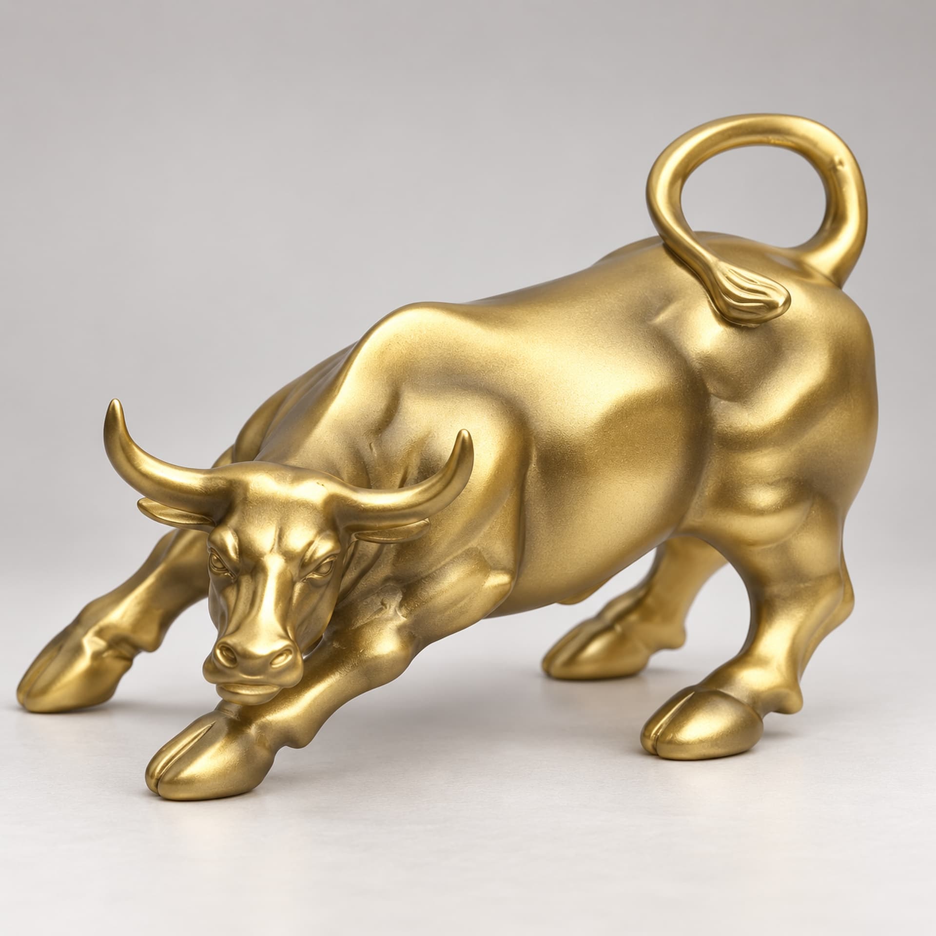Golden Dalal Street Bull Statue, Stock Market Showpiece, 7 Inch