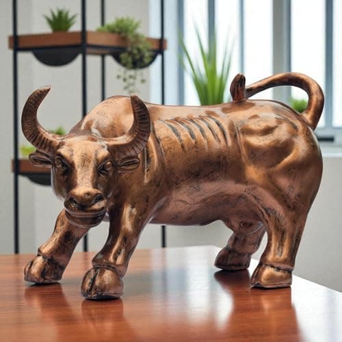Charging Bull Statue for Home & Office Decor – Large 12 Inch Resin Figurine | Tabletop Showpiece for Decor, Gifting, Vastu