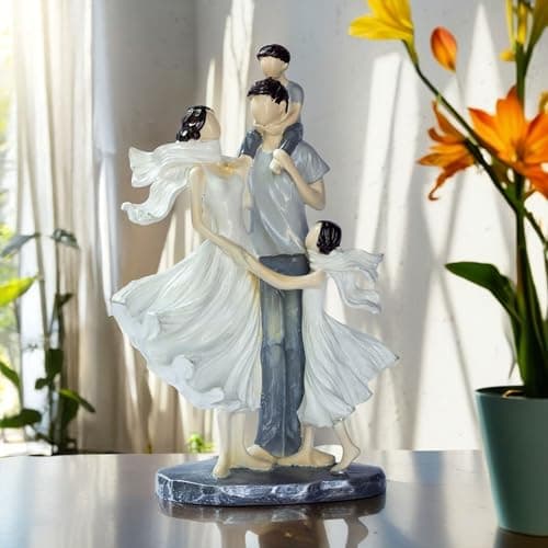 Elegant Gold Couple Figurine – Romantic Poly-Resin Sculpture for Home Décor, Anniversary, and Valentine’s Day Gift – Intricately Designed Love Statue (White)
