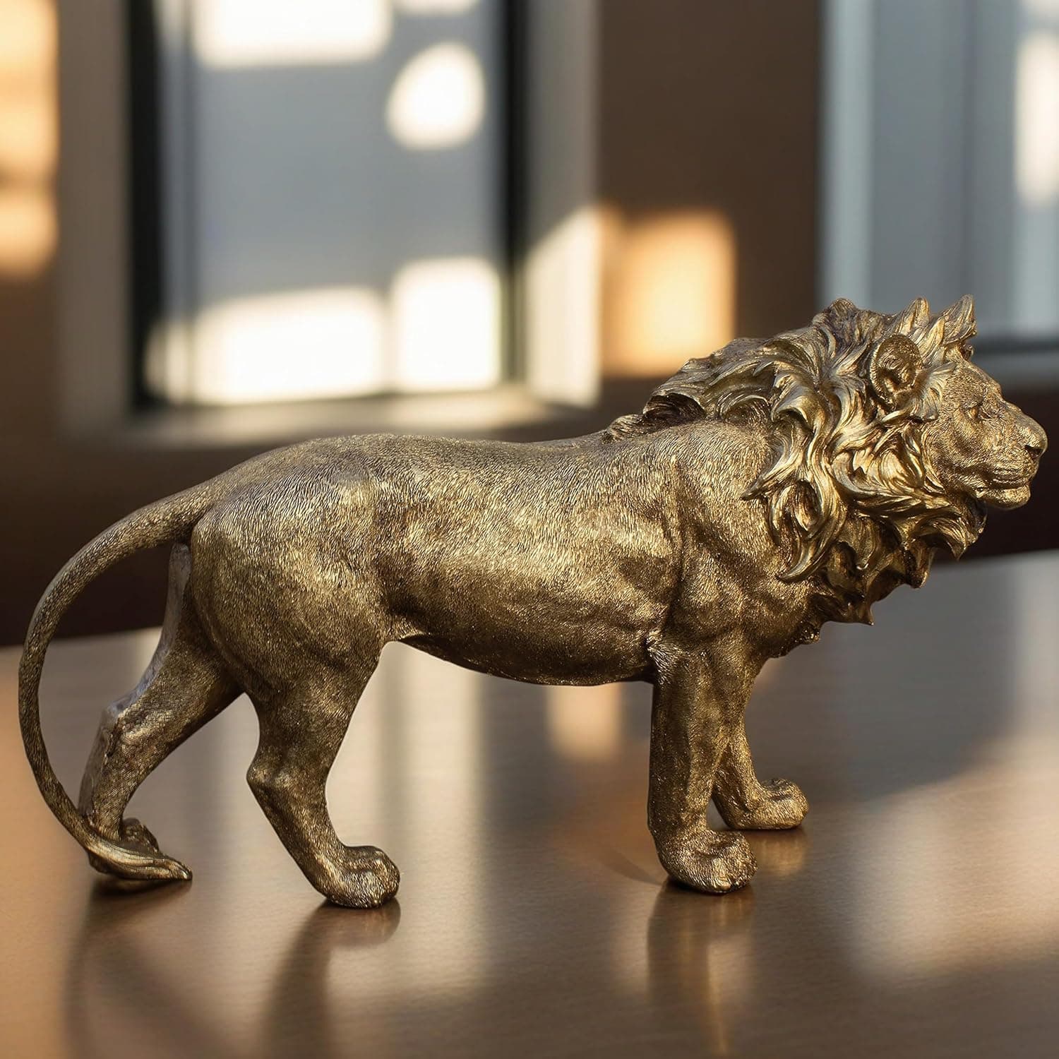 Regal Resin Lion Figurine - Royal Home Decor Sculpture, Durable Tabletop Statue for Living Room, Office Desk, Entrance, Gifting (Mighty Lion)