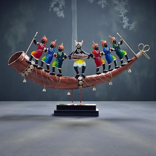 Handcrafted Santhal Tribal Dancer Metal Showpiece | Ethnic Indian Folk Art Home Decor | Decorative Table & Wall Hanging Sculpture for Living Room, Office & Gifting (30x10inch)