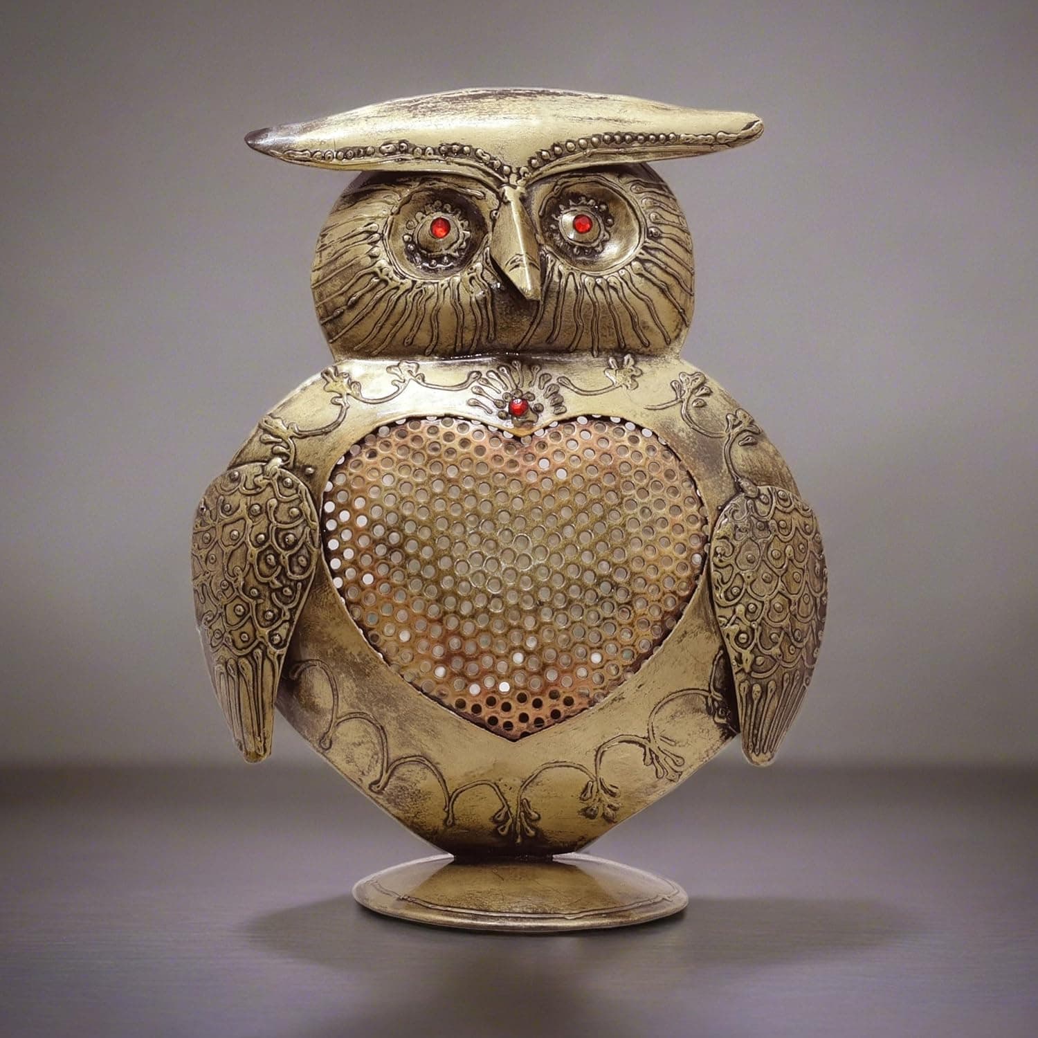 Premium Metal Tealight Candle Holder Antique Decorative Owl Tabletop Showpiece Ambiance Enhancing Captivating Storytelling Tealight Holder for Home Decor, Thoughtful Gifting (Owl)