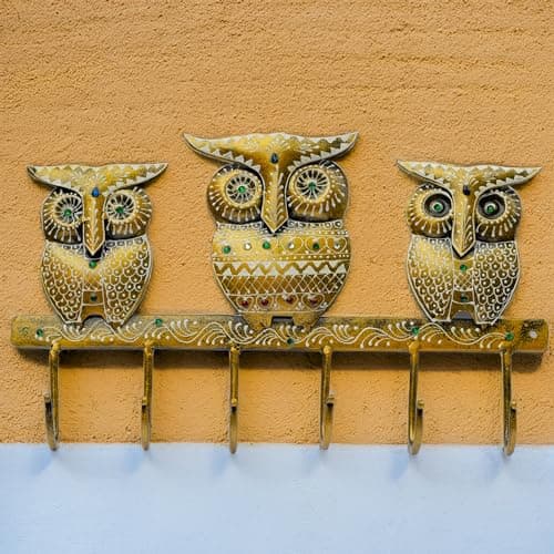 5 Key Chain Holder - Heavy-Duty Metal Wall-Mounted Key Organizer - Home & Outdoor Décor Key Rack - Easy to Hang, Perfect for Entrance Doorway, Living Room (Parrot)