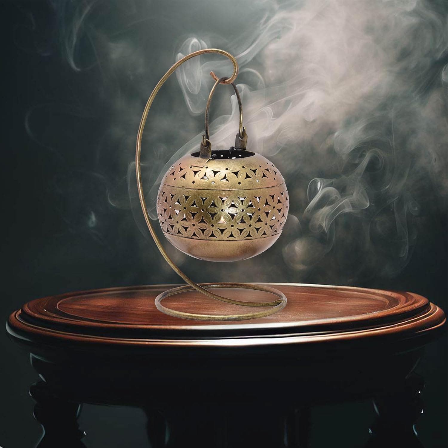 Versatile Incense Burner Dukhni Bakhoor Dhoop Loban Burner Meditation Candle Tea Light Holder for Home Decor, Diwali Festival Gifting, Yoga Room (10 Inch), Brass