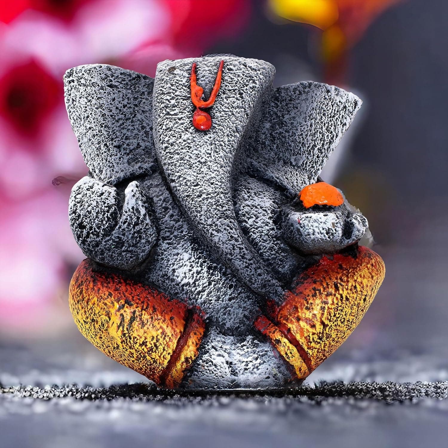 Ganesha Idol Shree Gajanand Ganpati Murti 6 inch Vinayak Poly Fibre Resin Statue for Home Temple, Living Room Decor, Office Desk, Festival Gifts (Grey)