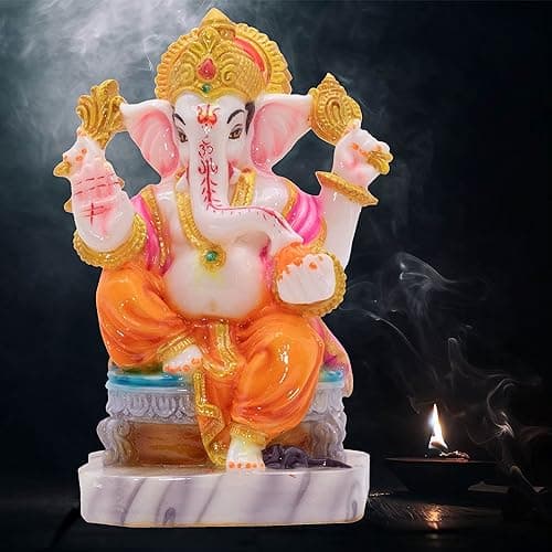 Ganesh Idol for Home, Ganesh Chaturthi Murti, Lord Ganesha Poly-Resin 5 inch Statue for Home Decor, Gifts