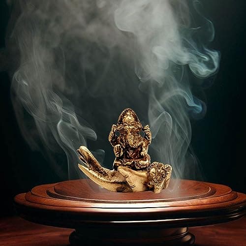 Ganesh Idol on a Palm, Handcrafted Brass Statue Showpiece for Home Decor, Office Table, Gifts