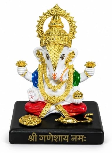 Ganesha Sitting - White Gold